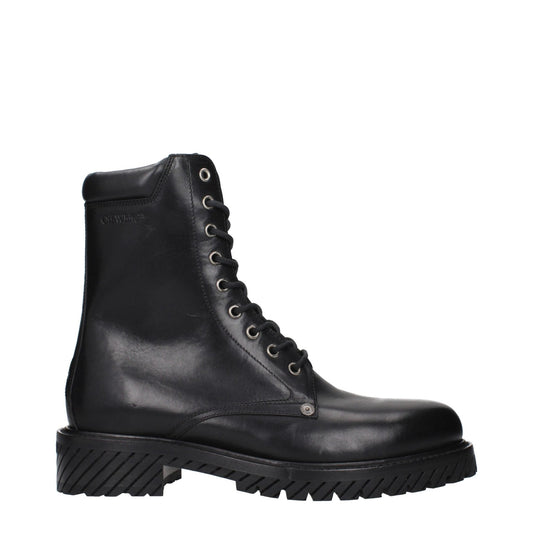 Off-White Black Leather Ankle Boots - HBPS Beauty & Fashion