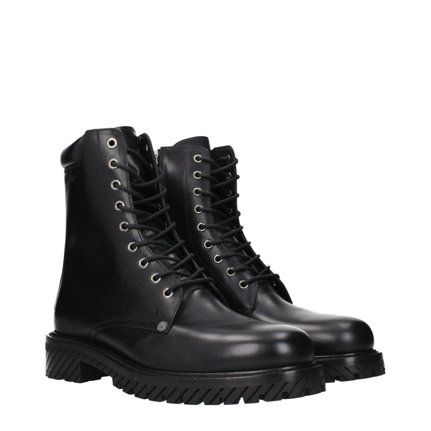 Off-White Black Leather Ankle Boots - HBPS Beauty & Fashion
