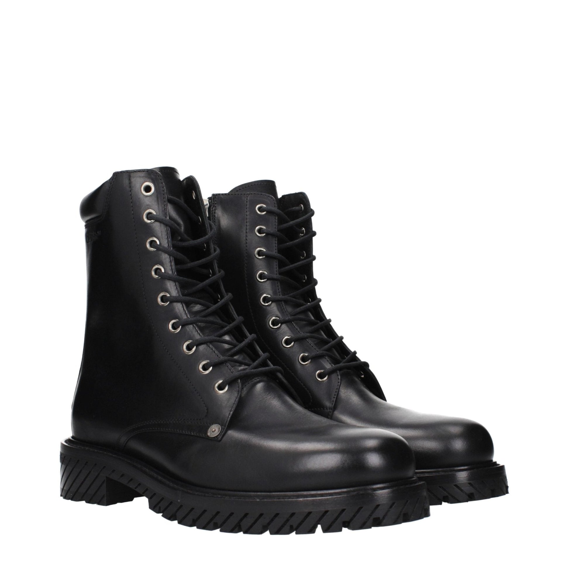Off-White Black Leather Ankle Boots - HBPS Beauty & Fashion