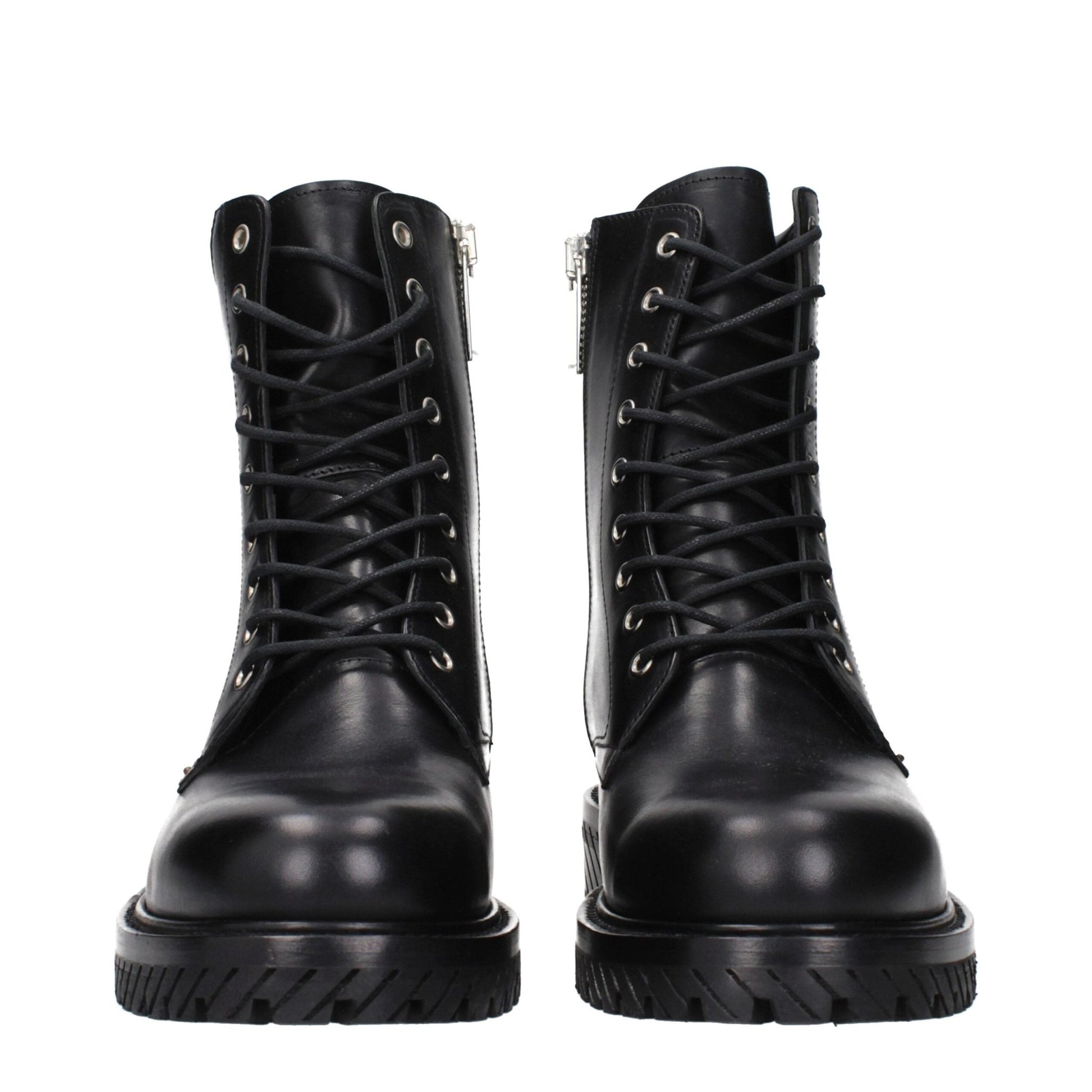 Off-White Black Leather Ankle Boots - HBPS Beauty & Fashion