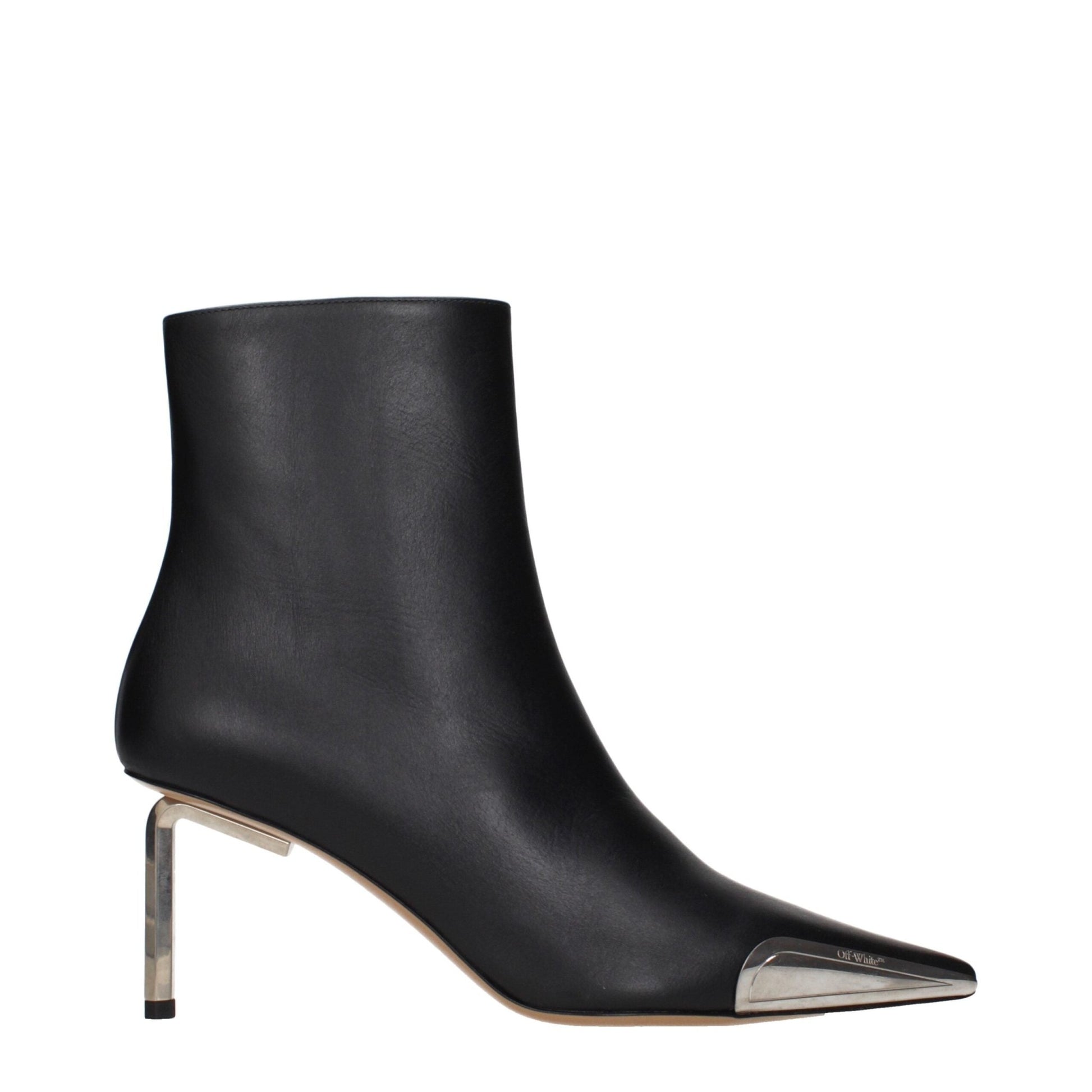 Off-White Black Leather Ankle Boots - HBPS Beauty & Fashion