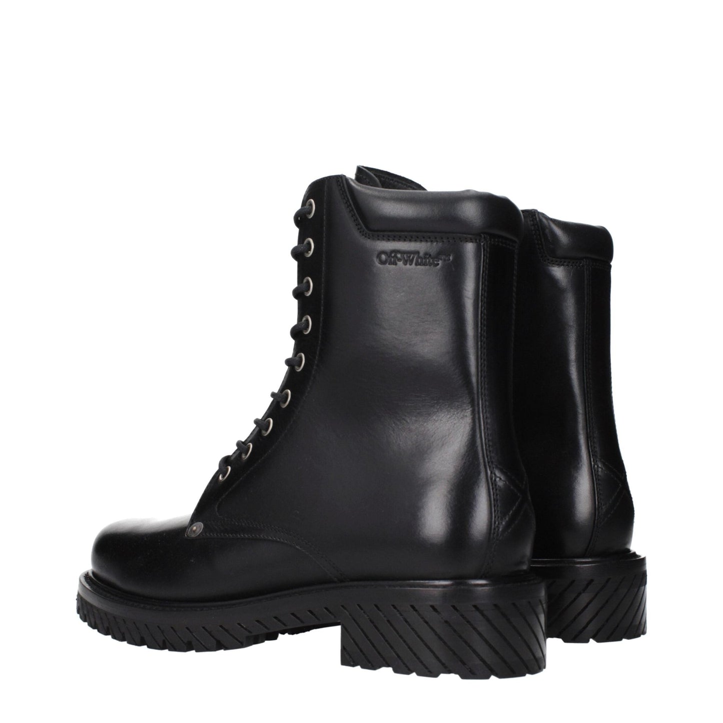 Off-White Black Leather Ankle Boots - HBPS Beauty & Fashion