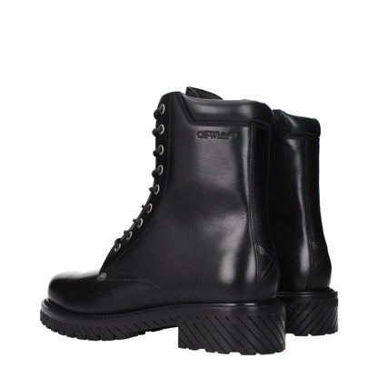 Off-White Black Leather Ankle Boots - HBPS Beauty & Fashion