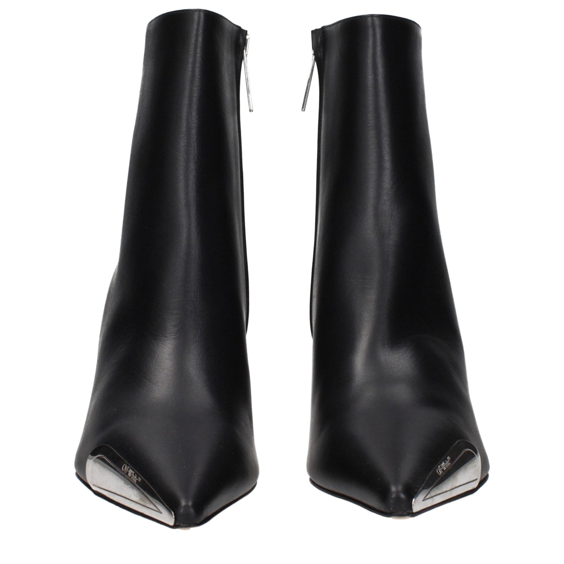 Off-White Black Leather Ankle Boots - HBPS Beauty & Fashion