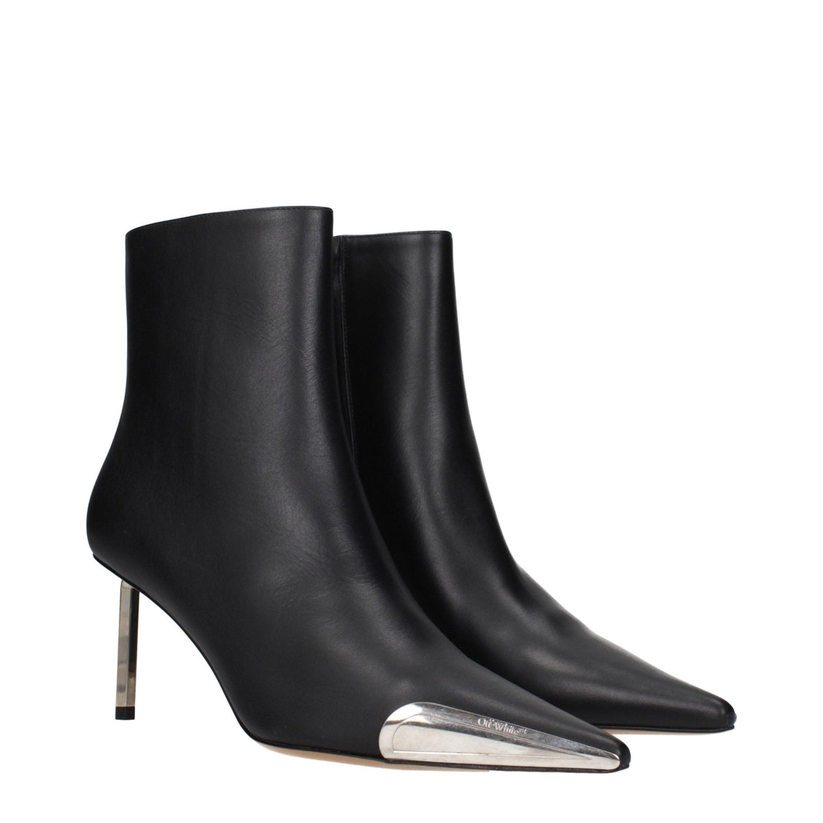 Off-White Black Leather Ankle Boots - HBPS Beauty & Fashion