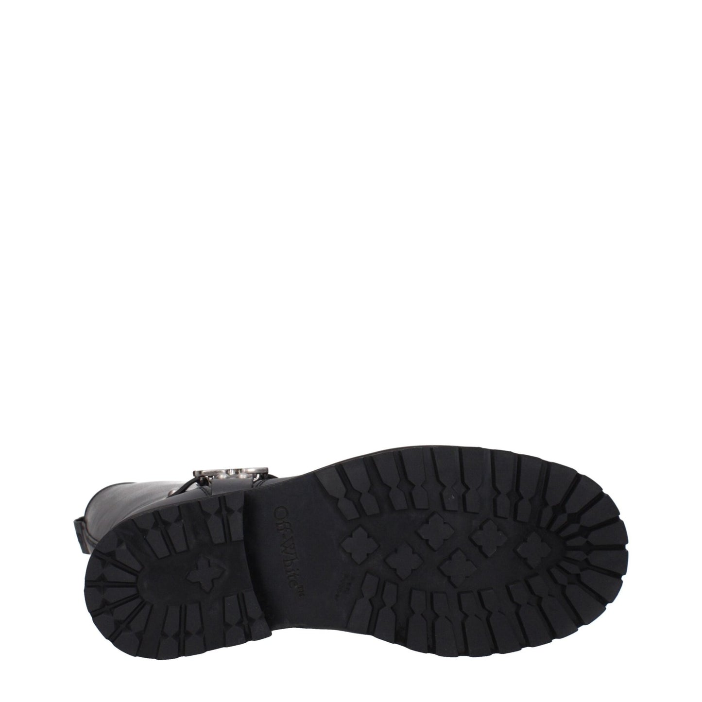 Off-White Black Leather Flat Boots - HBPS Beauty & Fashion
