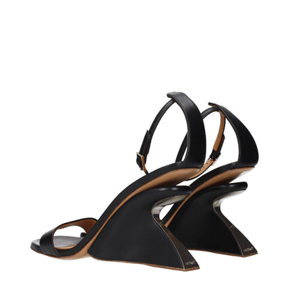 Off-White Black Leather Stiletto Heel Sandals - HBPS Beauty & Fashion