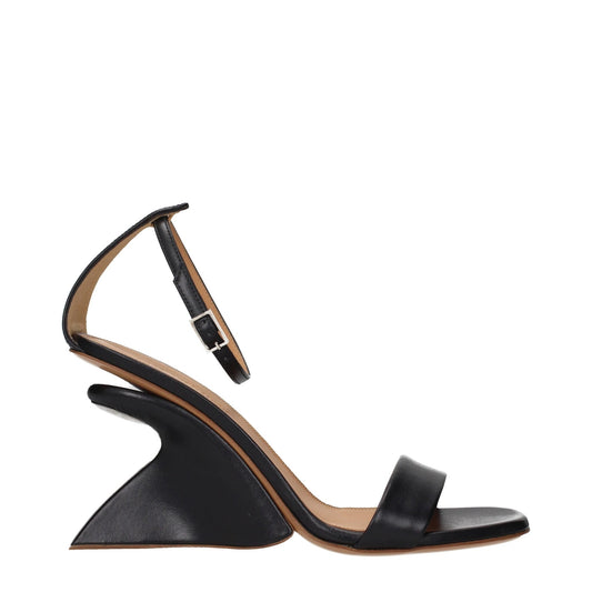 Off-White Black Leather Stiletto Heel Sandals - HBPS Beauty & Fashion