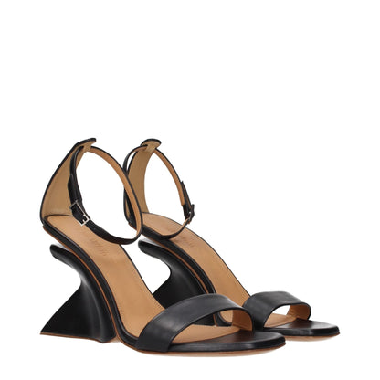 Off-White Black Leather Stiletto Heel Sandals - HBPS Beauty & Fashion