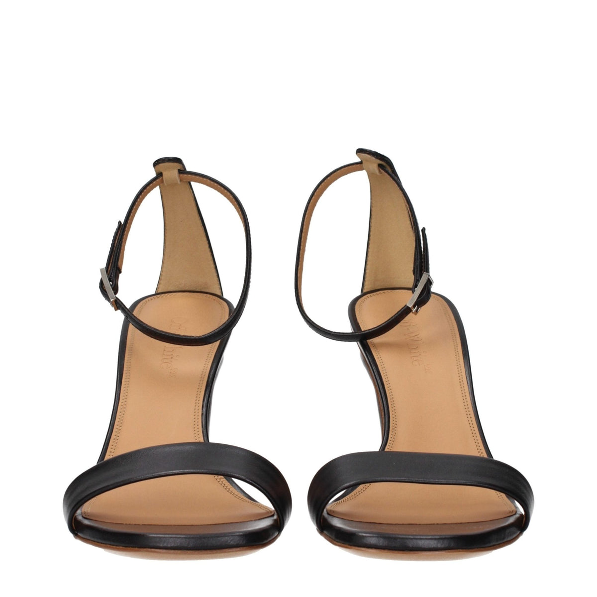 Off-White Black Leather Stiletto Heel Sandals - HBPS Beauty & Fashion