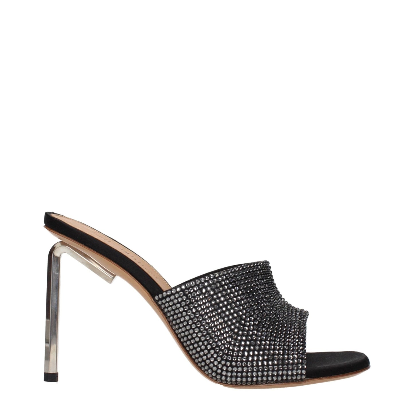 Off-White Black Satin Stiletto Heel Sandals - HBPS Beauty & Fashion