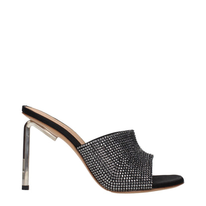 Off-White Black Satin Stiletto Heel Sandals - HBPS Beauty & Fashion