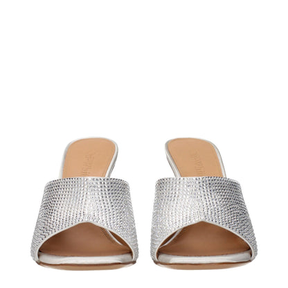 Off-White Gray Satin Stiletto Heel Sandals - HBPS Beauty & Fashion
