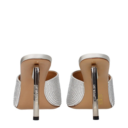 Off-White Gray Satin Stiletto Heel Sandals - HBPS Beauty & Fashion