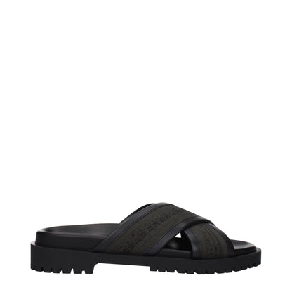 Off-White Green Fabric Flat Sandals - HBPS Beauty & Fashion