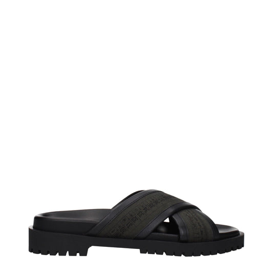Off-White Green Fabric Flat Sandals - HBPS Beauty & Fashion