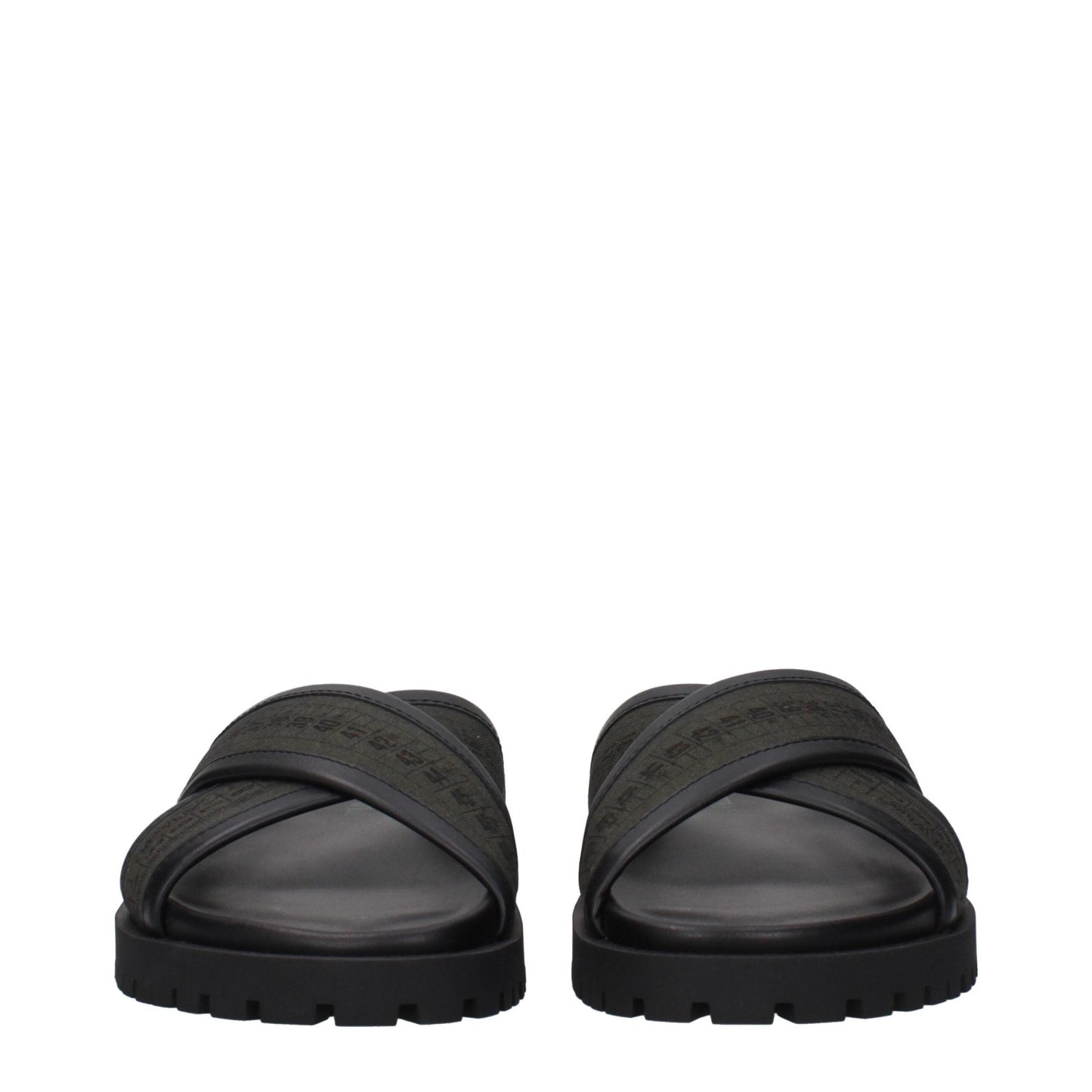 Off-White Green Fabric Flat Sandals - HBPS Beauty & Fashion