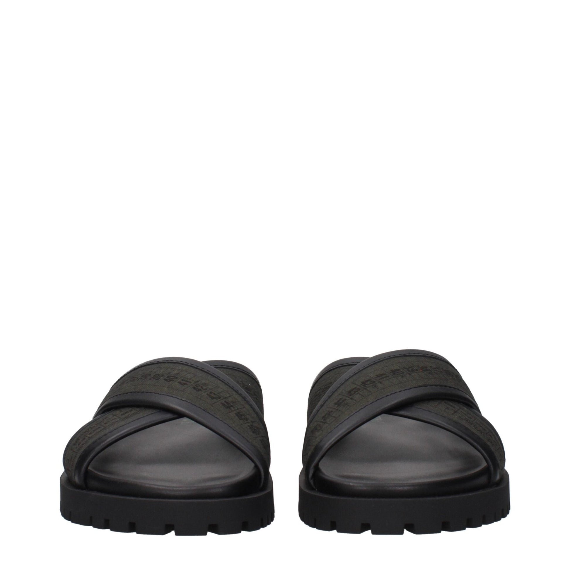 Off-White Green Fabric Flat Sandals - HBPS Beauty & Fashion
