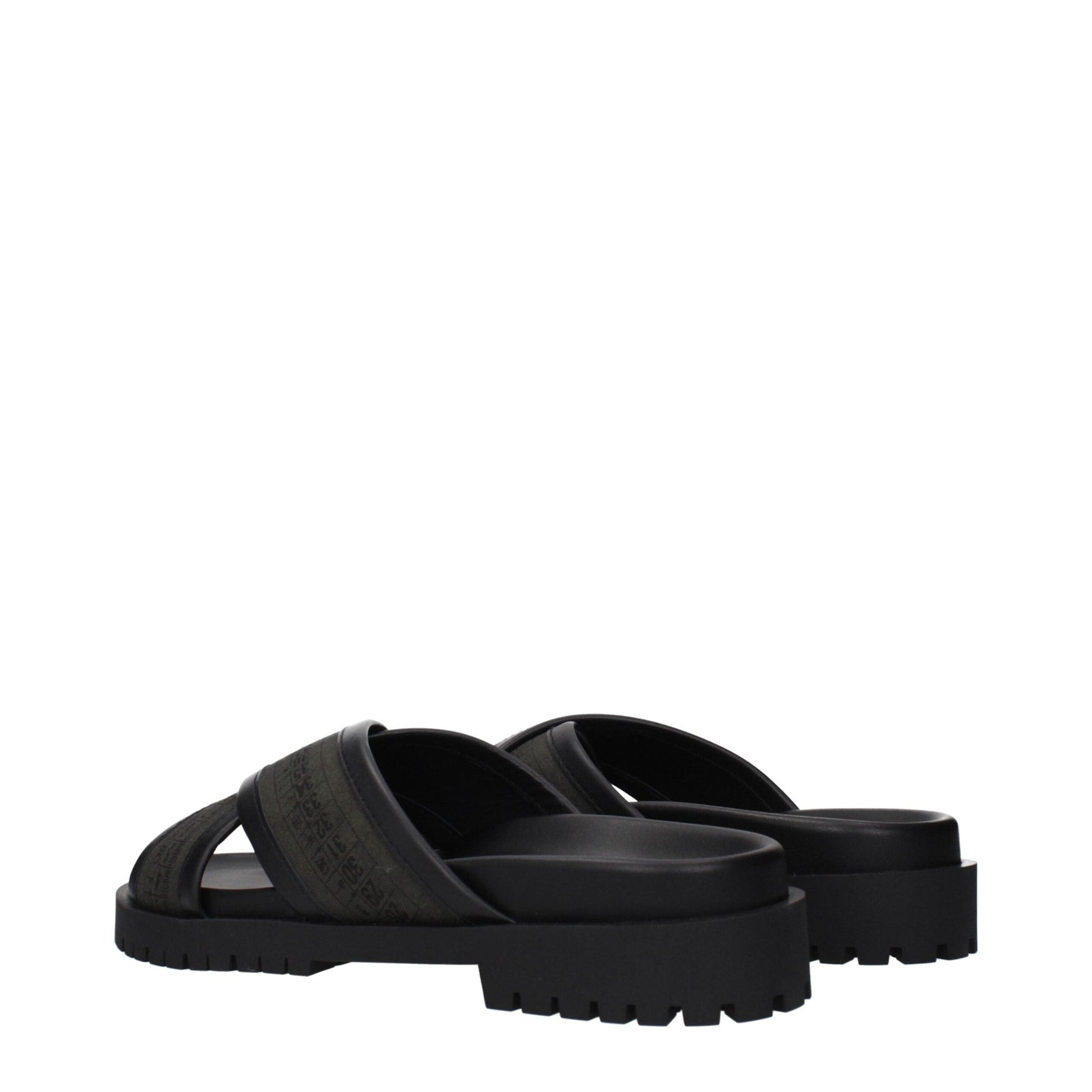 Off-White Green Fabric Flat Sandals - HBPS Beauty & Fashion