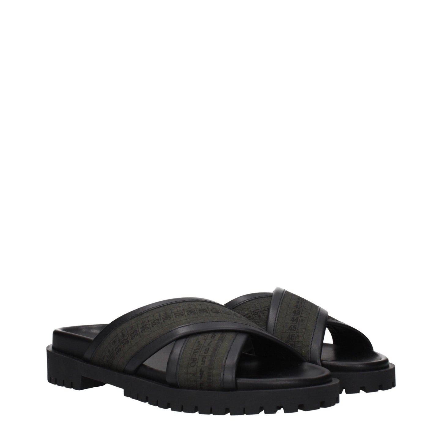 Off-White Green Fabric Flat Sandals - HBPS Beauty & Fashion