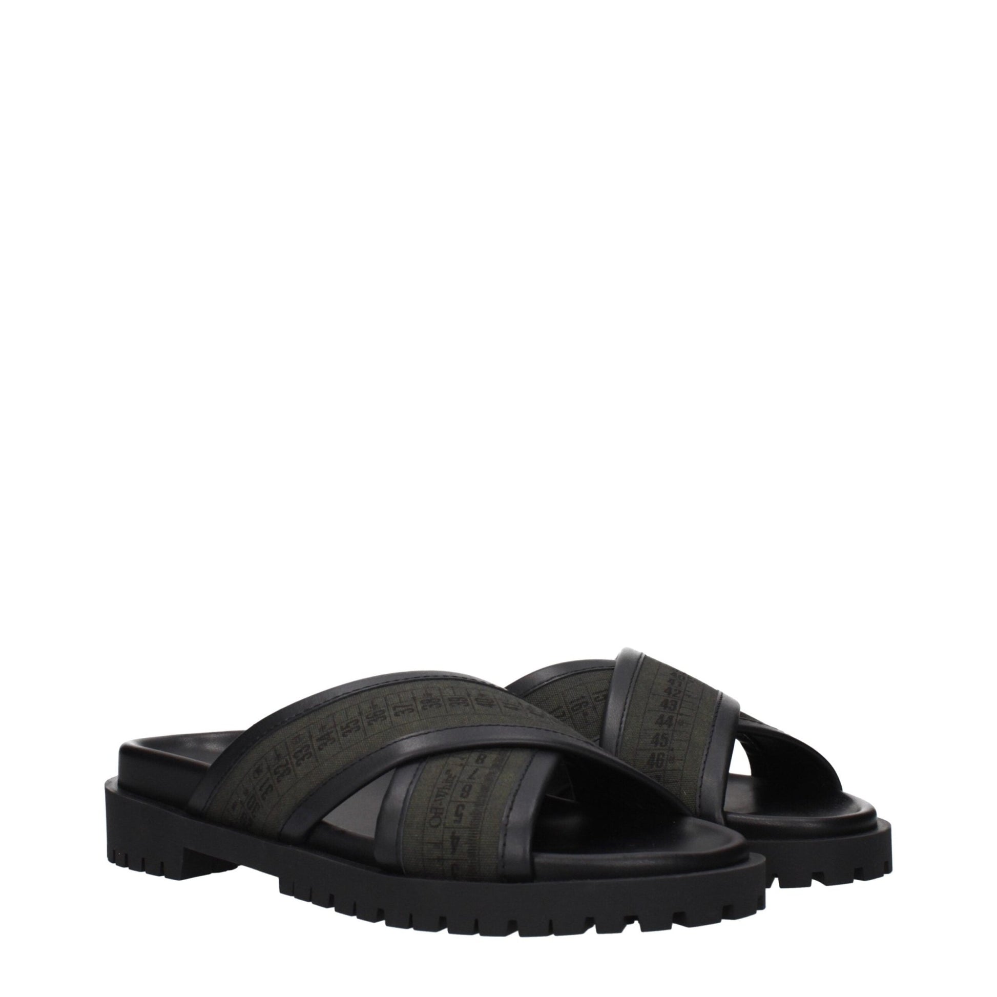 Off-White Green Fabric Flat Sandals - HBPS Beauty & Fashion