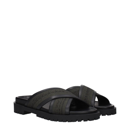Off-White Green Fabric Flat Sandals - HBPS Beauty & Fashion