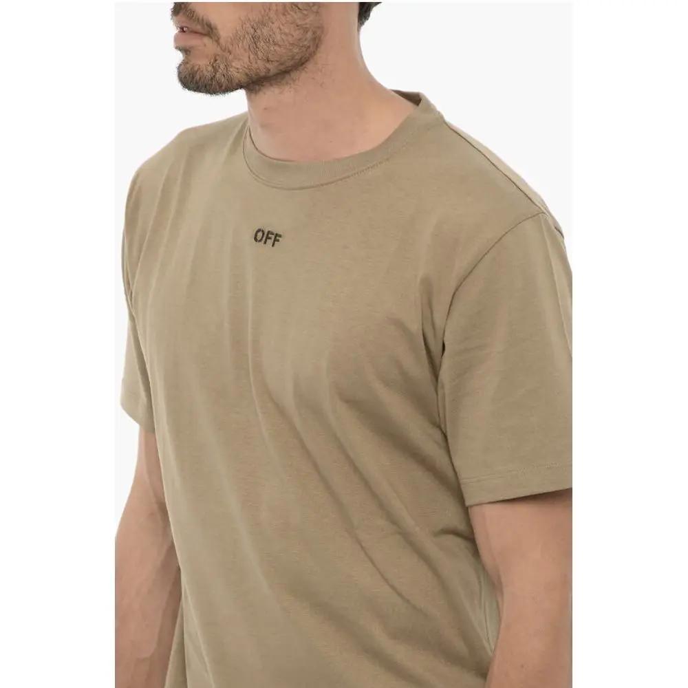 Off-White Slim Fit Crew-neck T-Shirt with Embroidered Logo - HBPS Beauty & Fashion