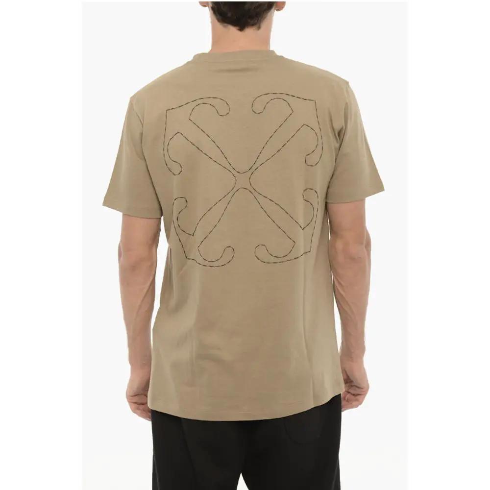 Off-White Slim Fit Crew-neck T-Shirt with Embroidered Logo - HBPS Beauty & Fashion