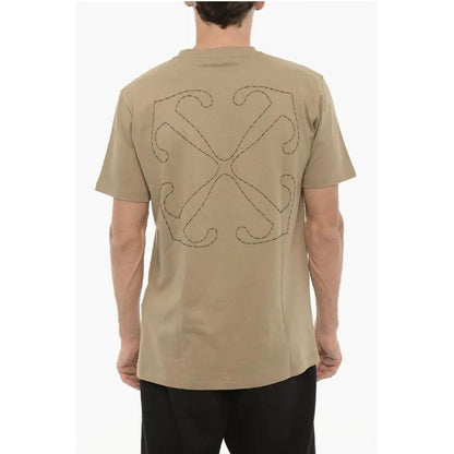Off-White Slim Fit Crew-neck T-Shirt with Embroidered Logo - HBPS Beauty & Fashion