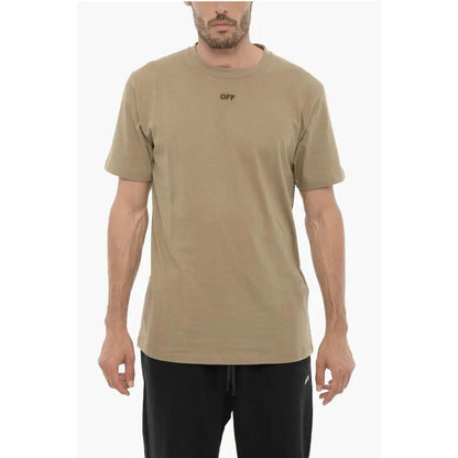 Off-White Slim Fit Crew-neck T-Shirt with Embroidered Logo - HBPS Beauty & Fashion