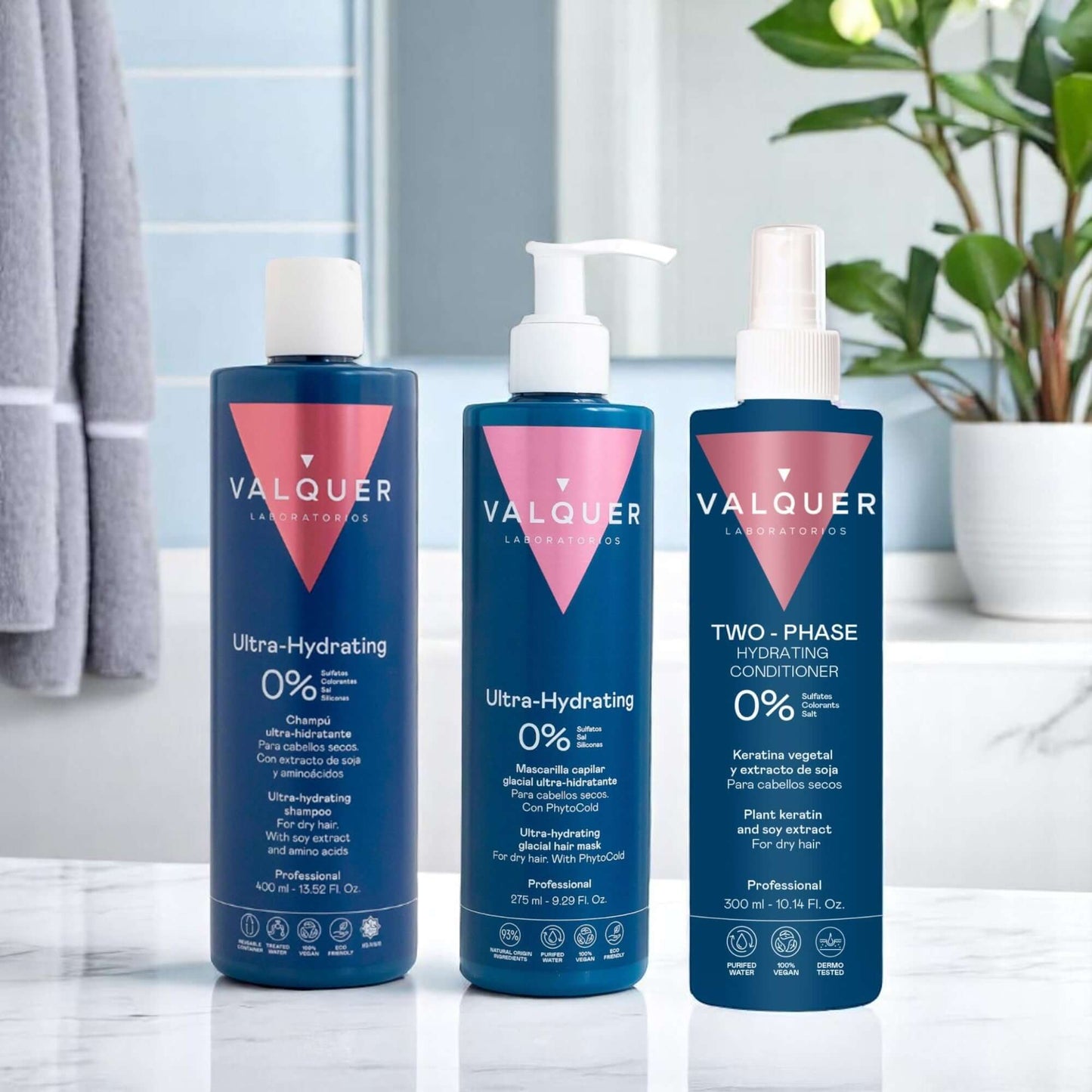 Pack Ultrahidratante Champú, ice hair mask y acondicionador bifásico para cabellos secos - 1000 ml