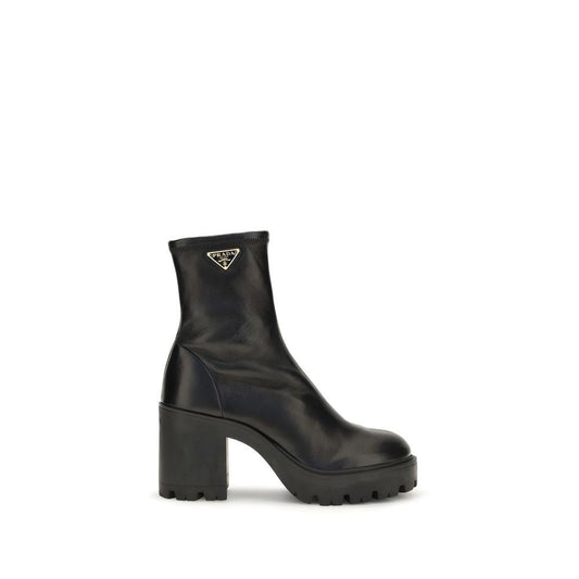 Prada Black Calf Leather Bos Taurus Ankle Boots - HBPS Beauty & Fashion