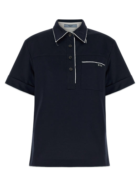 Prada Blue Cotton Polo Shirt - HBPS Beauty & Fashion