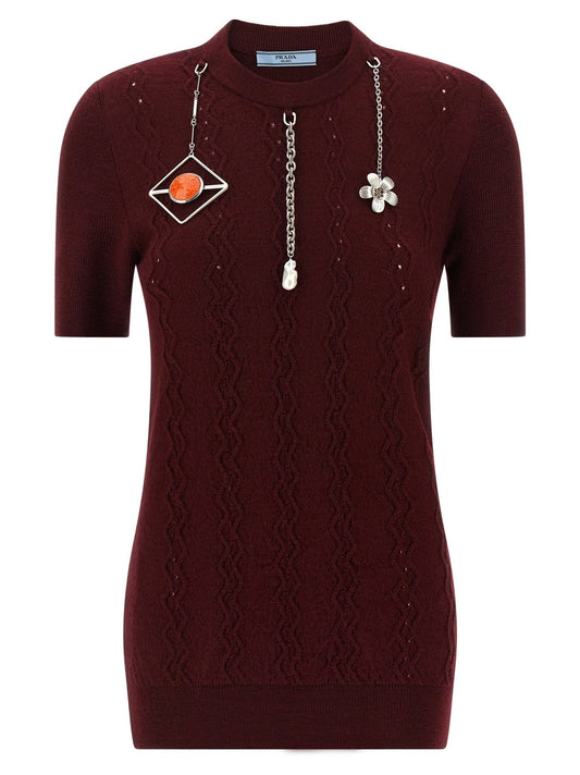 Prada Bordeaux Virgin Wool Cardigan - HBPS Beauty & Fashion
