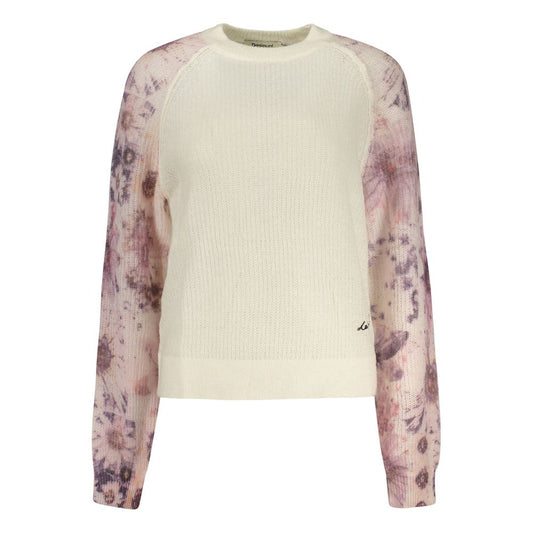 Pull Desigual femme motif botanique en polyamide et laine blanc – DE-48320 - HBPS Beauty & Fashion