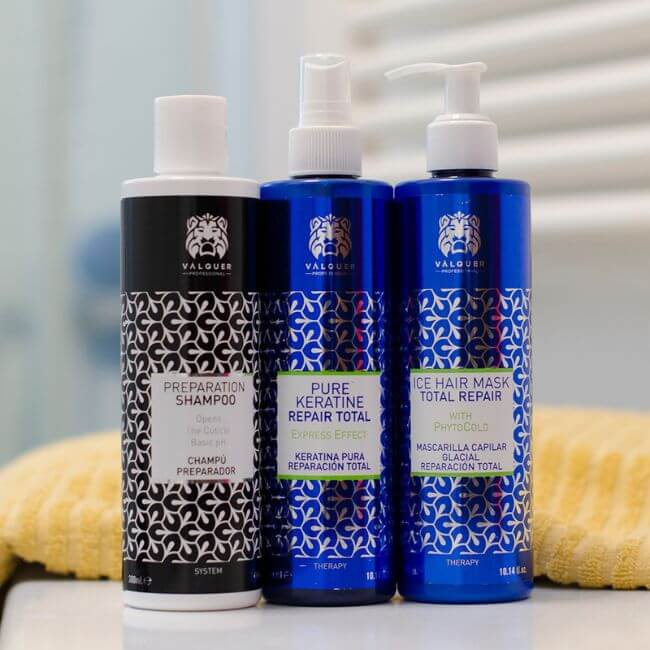 Pack cold keratin Champú preparador + Keratina + Ice Hair Mask Total Repair - 900 ml