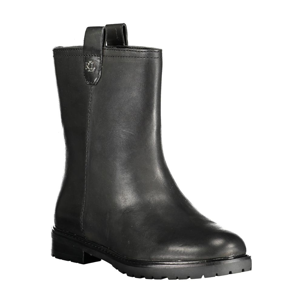 Ralph Lauren Black Leather Women Ankle Boot - HBPS Beauty & Fashion