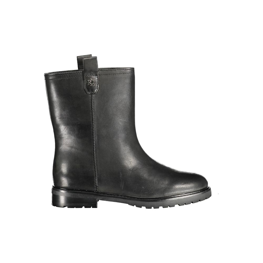 Ralph Lauren Black Leather Women Ankle Boot - HBPS Beauty & Fashion