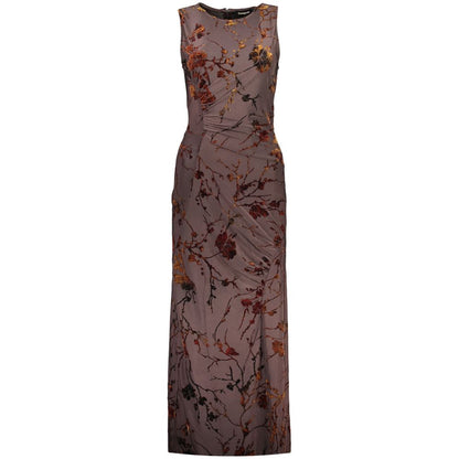 Robe Desigual femme longue à motifs en polyester marron – DE-47941 - HBPS Beauty & Fashion