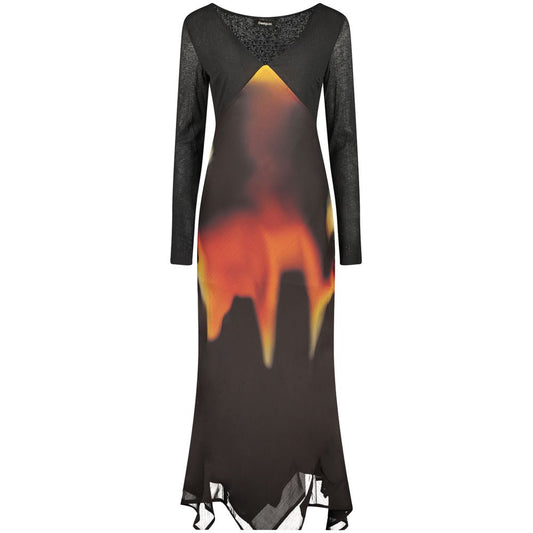 Robe Desigual femme longue à motifs en polyester noir – DE-47943 - HBPS Beauty & Fashion