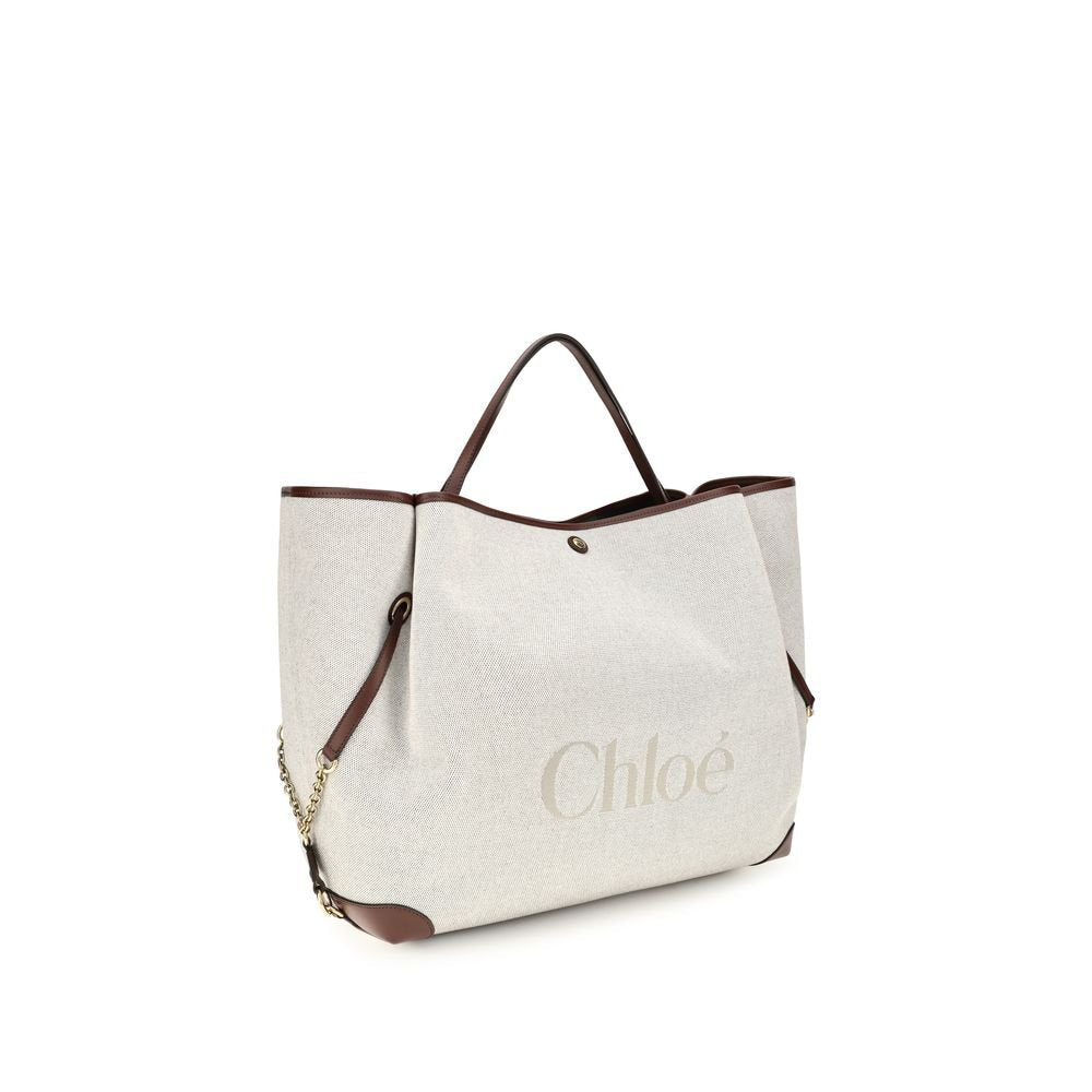 Sac Cabas Femme Chloé Large Carry Tote Beige Coton – Authentique | HBPS Fashion - HBPS Beauty & Fashion