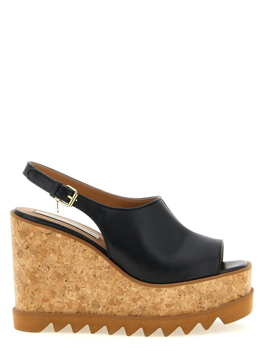 Stella McCartney Black Polyurethane Wedge Sandals - HBPS Beauty & Fashion