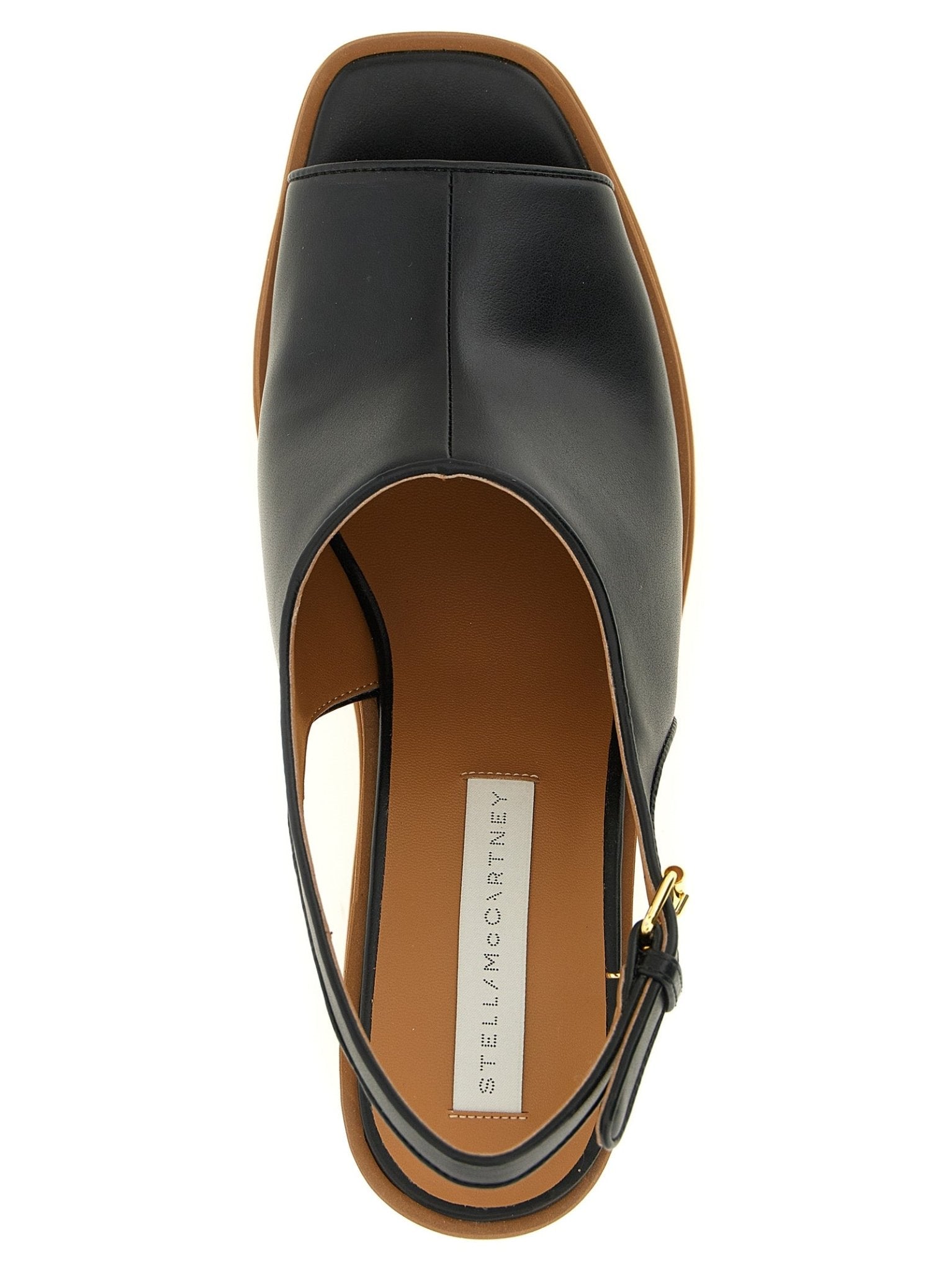 Stella McCartney Black Polyurethane Wedge Sandals - HBPS Beauty & Fashion