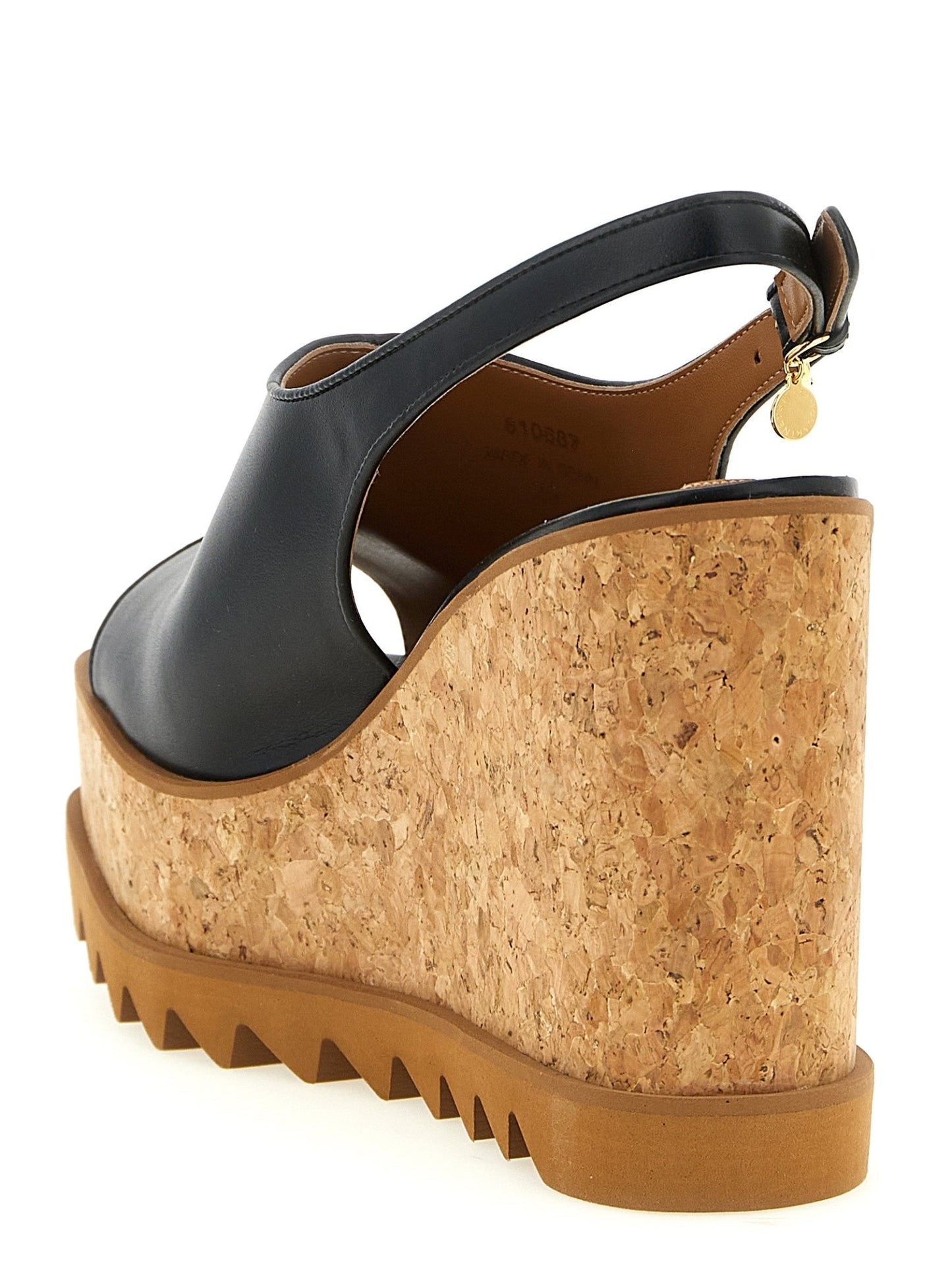 Stella McCartney Black Polyurethane Wedge Sandals - HBPS Beauty & Fashion