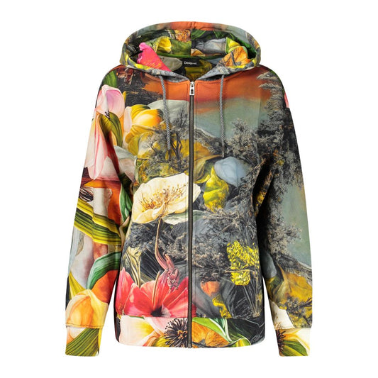 Sweat à capuche Desigual femme zippé à motifs en coton gris – DE-48316 - HBPS Beauty & Fashion