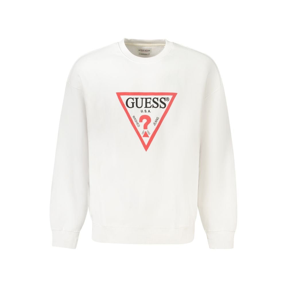 Sweat-shirt Guess Jeans homme oversize en coton bio blanc – GU-39048 - HBPS Beauty & Fashion