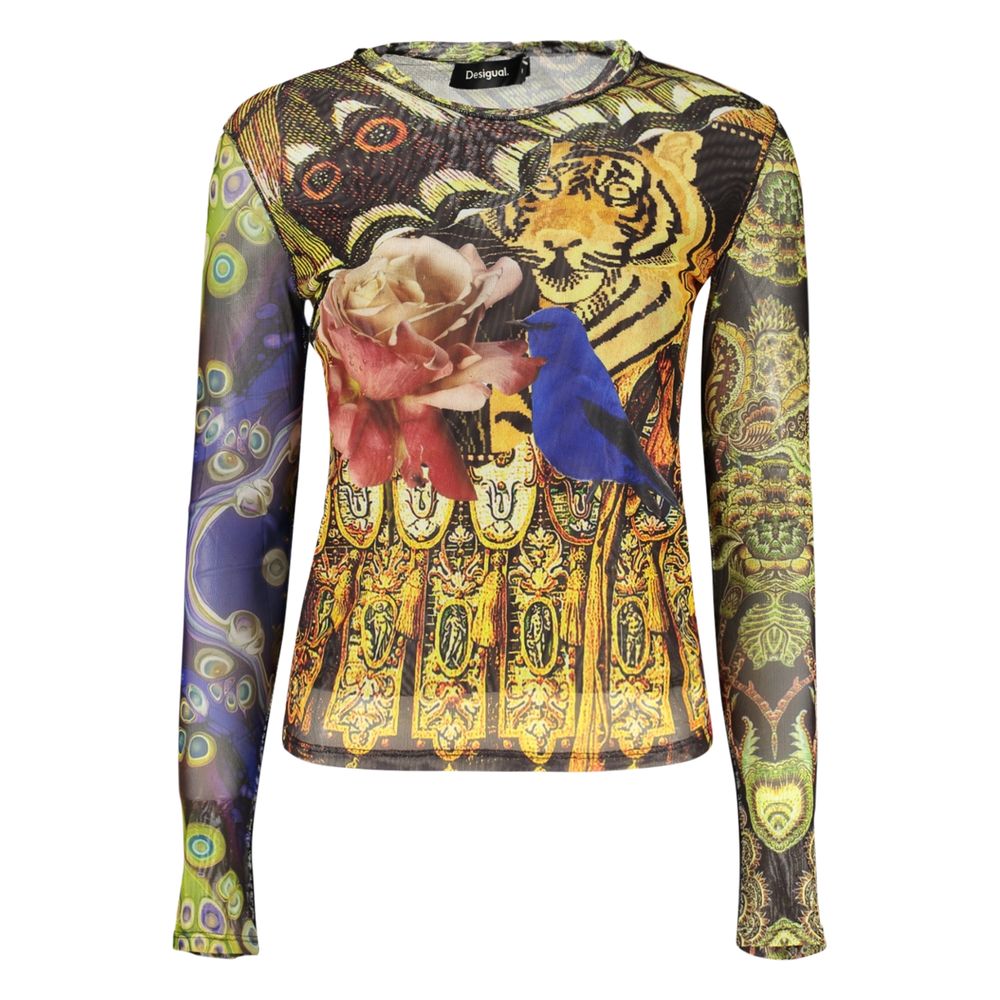 T-shirt Desigual femme lion manches longues en polyester jaune – DE-48362 - HBPS Beauty & Fashion