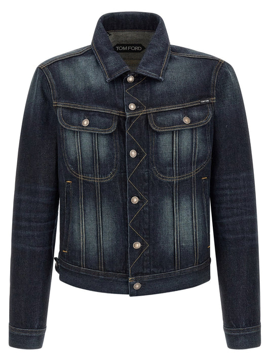 Tom Ford Blue Cotton Denim Jacket - HBPS Beauty & Fashion