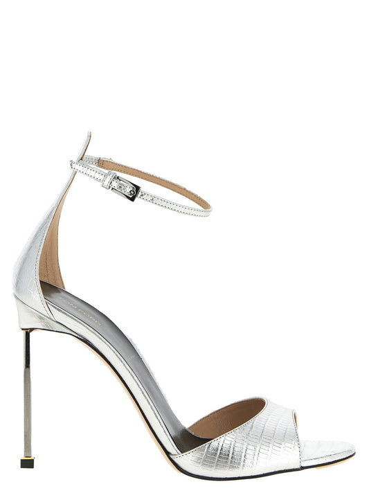 Tom Ford Silver Leather Stiletto Heel Sandals - HBPS Beauty & Fashion
