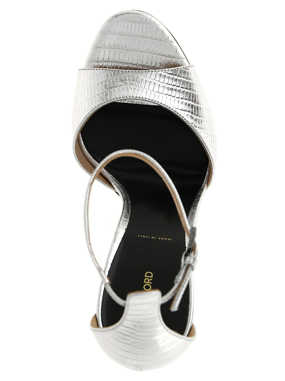 Tom Ford Silver Leather Stiletto Heel Sandals - HBPS Beauty & Fashion